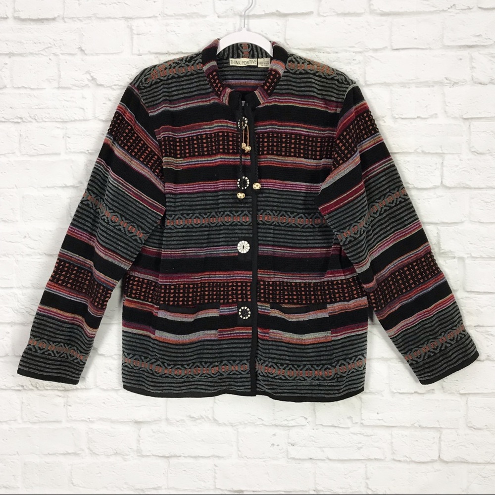 Think Positive M 3D Knit Embroidered Unisex Jacket